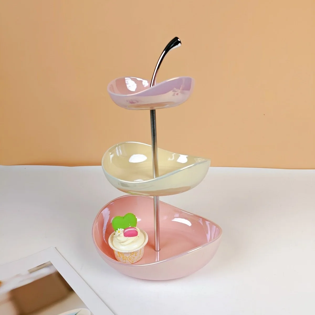 DSA apple-shaped multi-layer dim sum ceramic plate, fruit ceramic string plate, pearl glazed ceramic string plate
