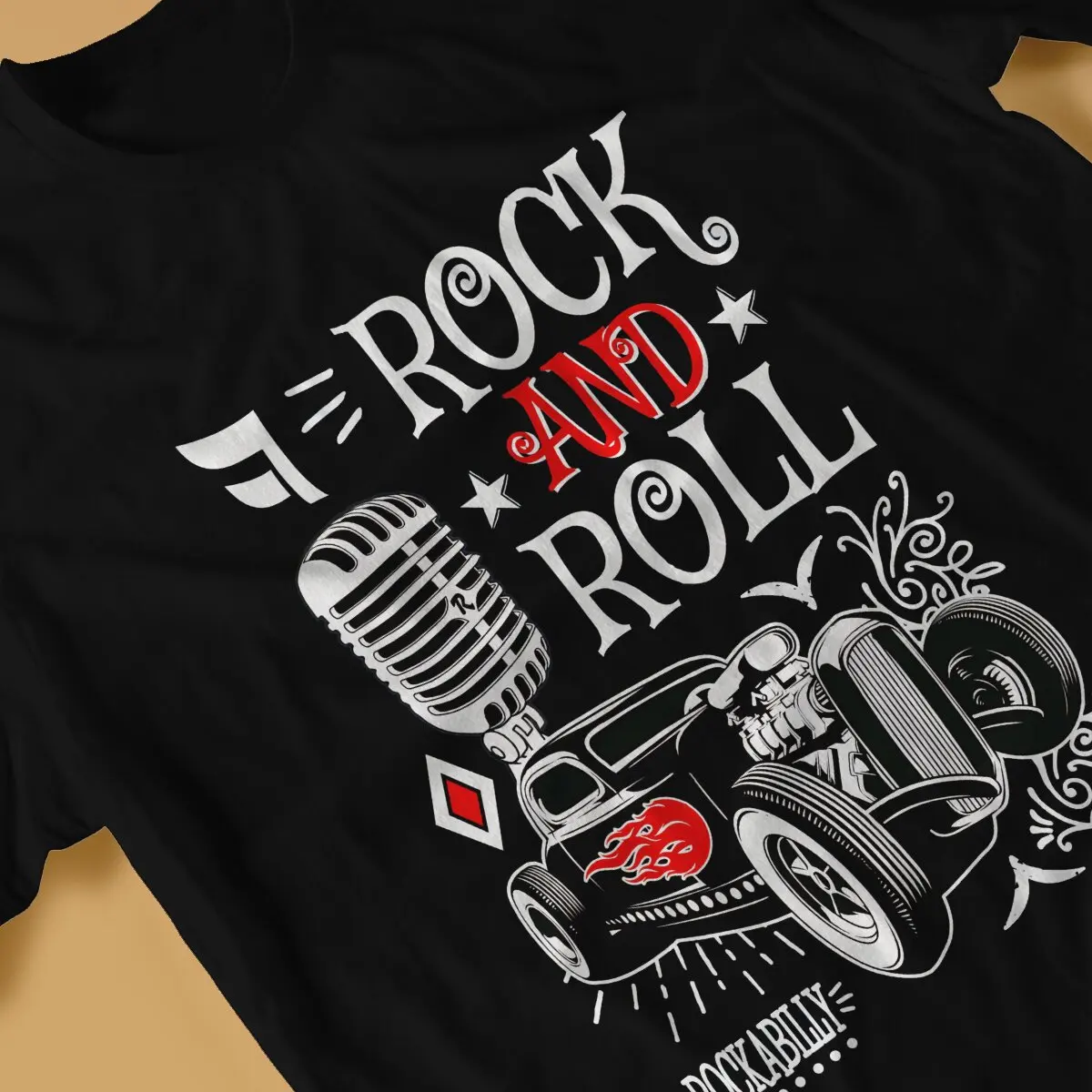 50s Rockabilly Hot Rod Vintage Rocker Man\'s TShirt Rock N Roll Crewneck Short Sleeve Polyester T Shirt Humor Birthday Gifts