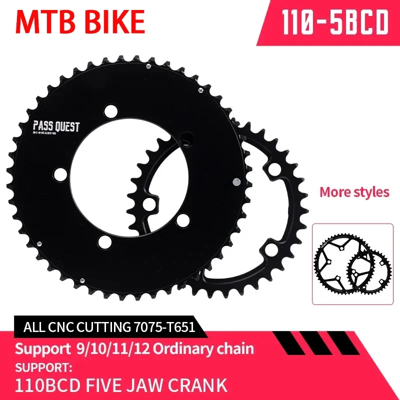 Double Chainring 110bcd 5 bolts 46/33T 48/35T 50/34T 52/36T 53/39T 54/40T MTB Bicycle Chainwheel for Shimano SRAM Crank