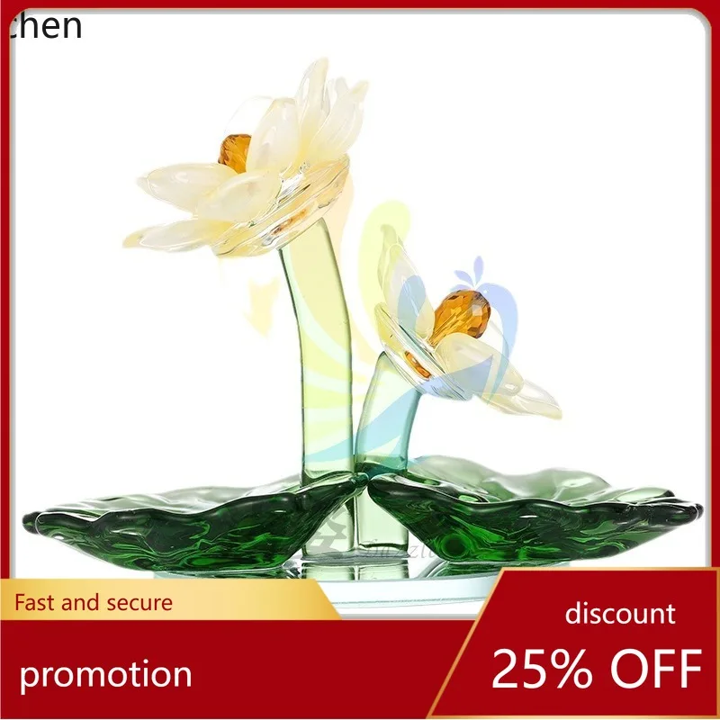 

Zml ornament with lotus base - minimalist modern style home living room crystal lotus decoration - crystal craft