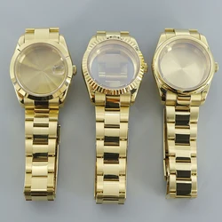 Gold 36mm 40mm Men's Fashion Fluted Watch Case Watchbands Sapphire Fit Seiko nh35 nh34 nh36 nh38 Miyota8215 Movement 28.5mm Dial