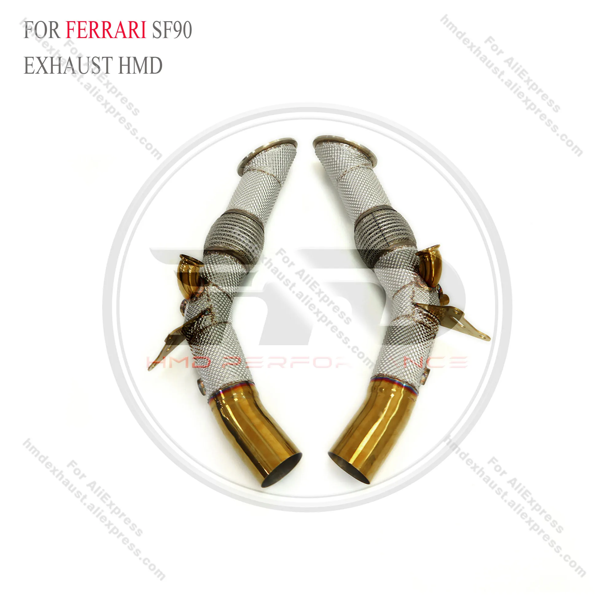 HMD Exhaust System Stainless Steel Performance Downpipe for Ferrari SF90 2019+ With Heat Shield