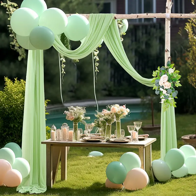 Chiffon Wedding Arch Draping for Ceremony Reception Decorations Pink Sheer Fabric Curtains for Party Stage Bridal Shower