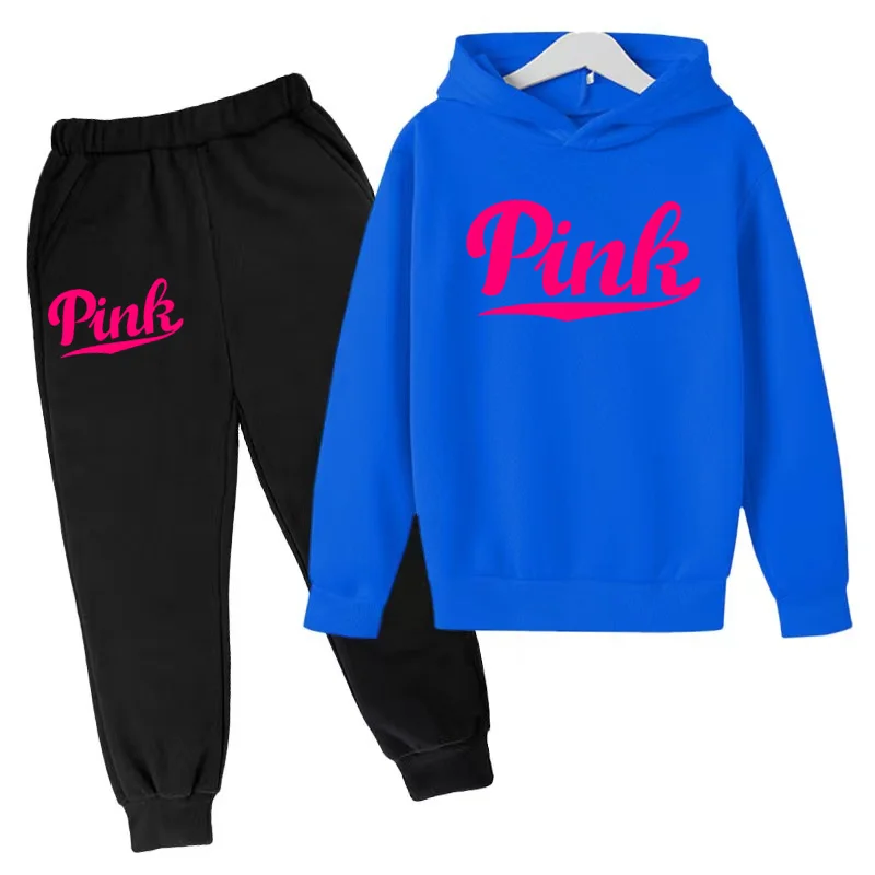 Kids Hoodie Pink Lettered Sweatshirt Top + Pants 2P Coat Boys Girls Preschool 3-12Y Beautiful Girls Sunshine Sports Casual Suit