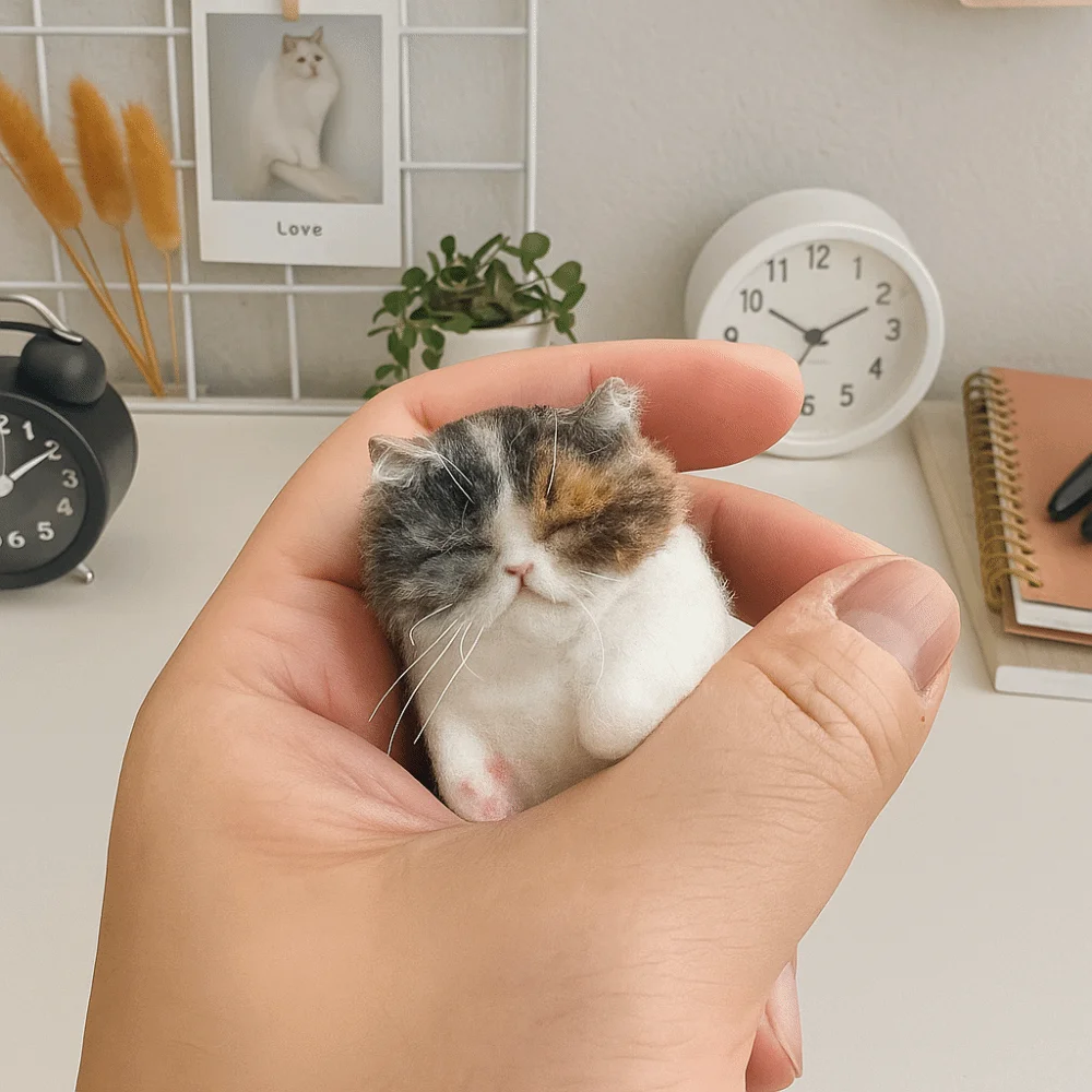 Niet-afgewerkte kattenwol naaldviltset Beginnersvriendelijke handgemaakte wolvilt kattenmateriaal tas pluche ambacht