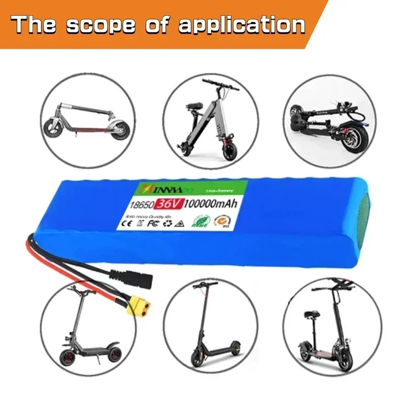 

36V 100Ah 10S3P Lithium Battery Pack 18650 100Watt 20A BMS T XT60 Plug for Xiaomi Mijia M365 Electric Bicycle Scoote
