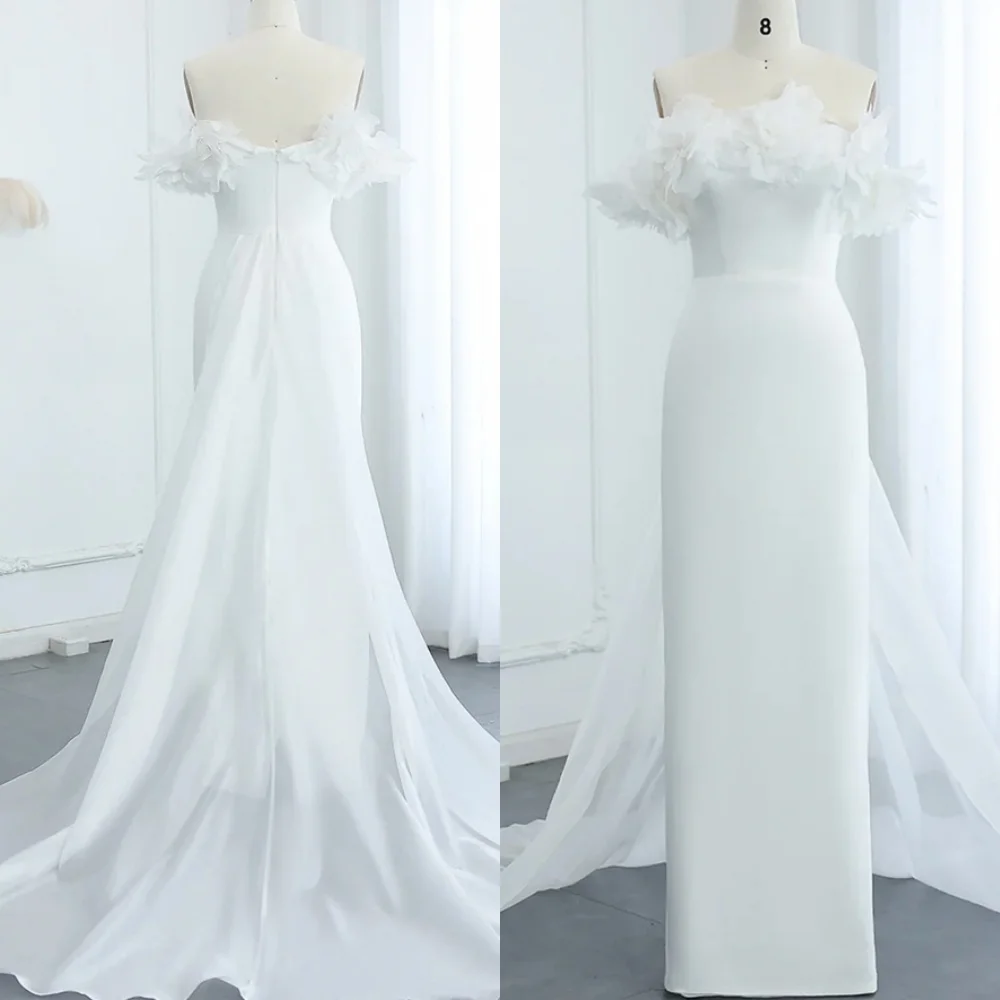 

Customized Luxury White Jersey Evening Dress Exquisite Strapless Sleeveless Celebrity Gowns Fashion Special Occasion Gowns