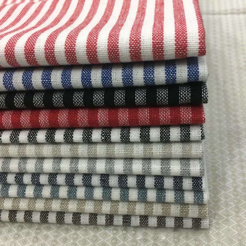 High Quality Yarn-dyed Fabric Striped Cotton Linen Home Textile Home Sewing Curtain Shoes Hat Tablecloth Pillowcase Fabric DIY