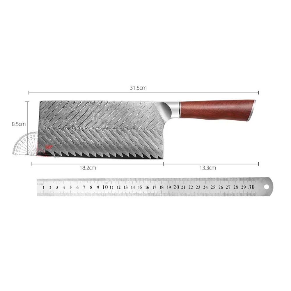 7 Inch Chinese Chef Knife 67-Layers Damascus Steel Blade Sharp Slicing Cleaver Kitchen Knives For Cutting Vegetables And Meat