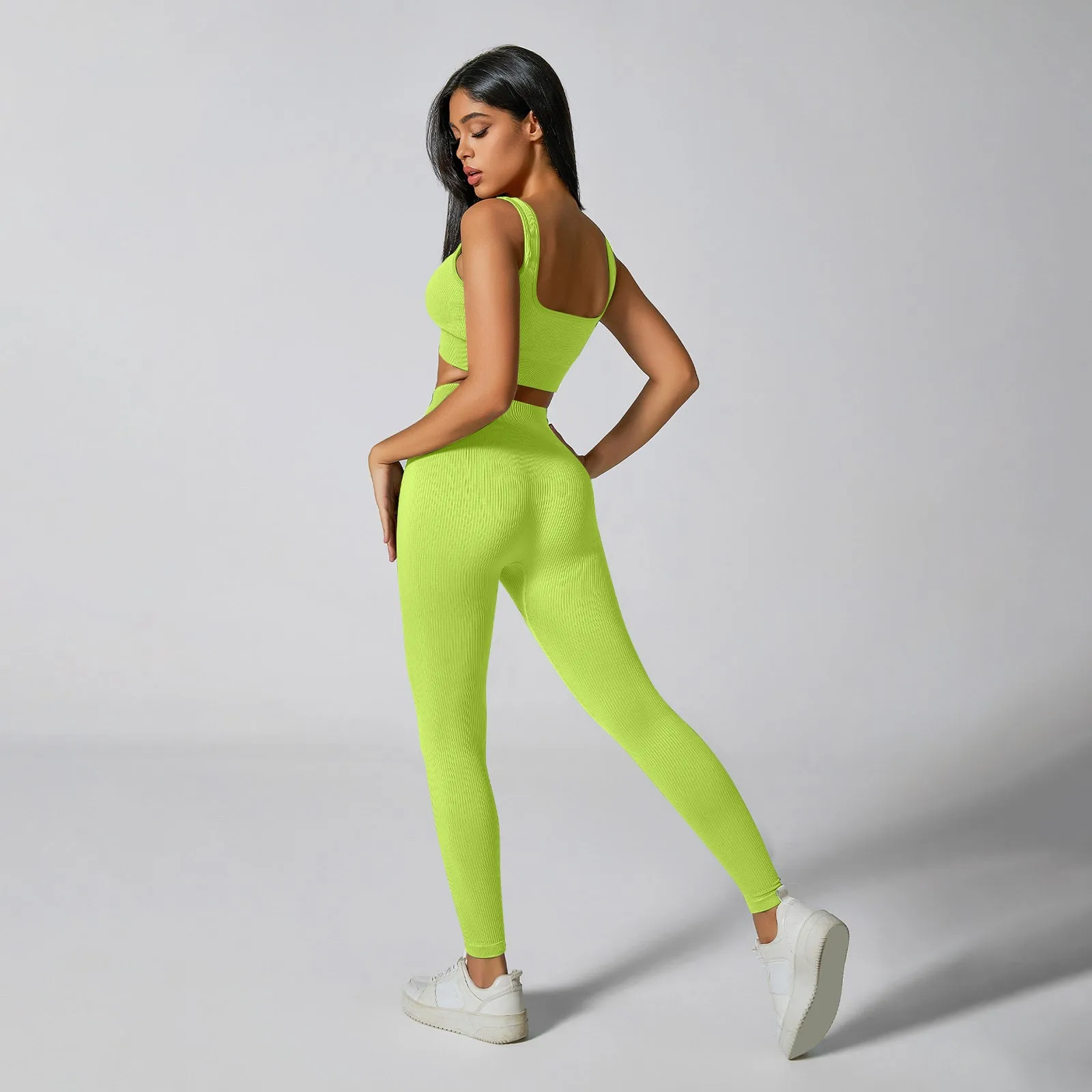 Ribbed Yoga Leggings Sports Tights Women Seamless Knit Yoga Pants White Femme Gym Leggings Skinny Workout Fitness Push Up