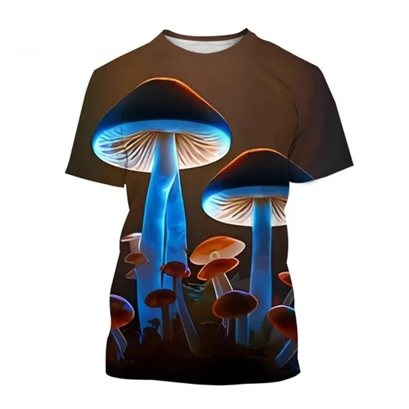 Summer Plant Mushroom Pattern 3D Print T-Shirt Men Women O-Neck Camo Short Sleeve Oversized Harajuku Tee Top Kid Man Clothing