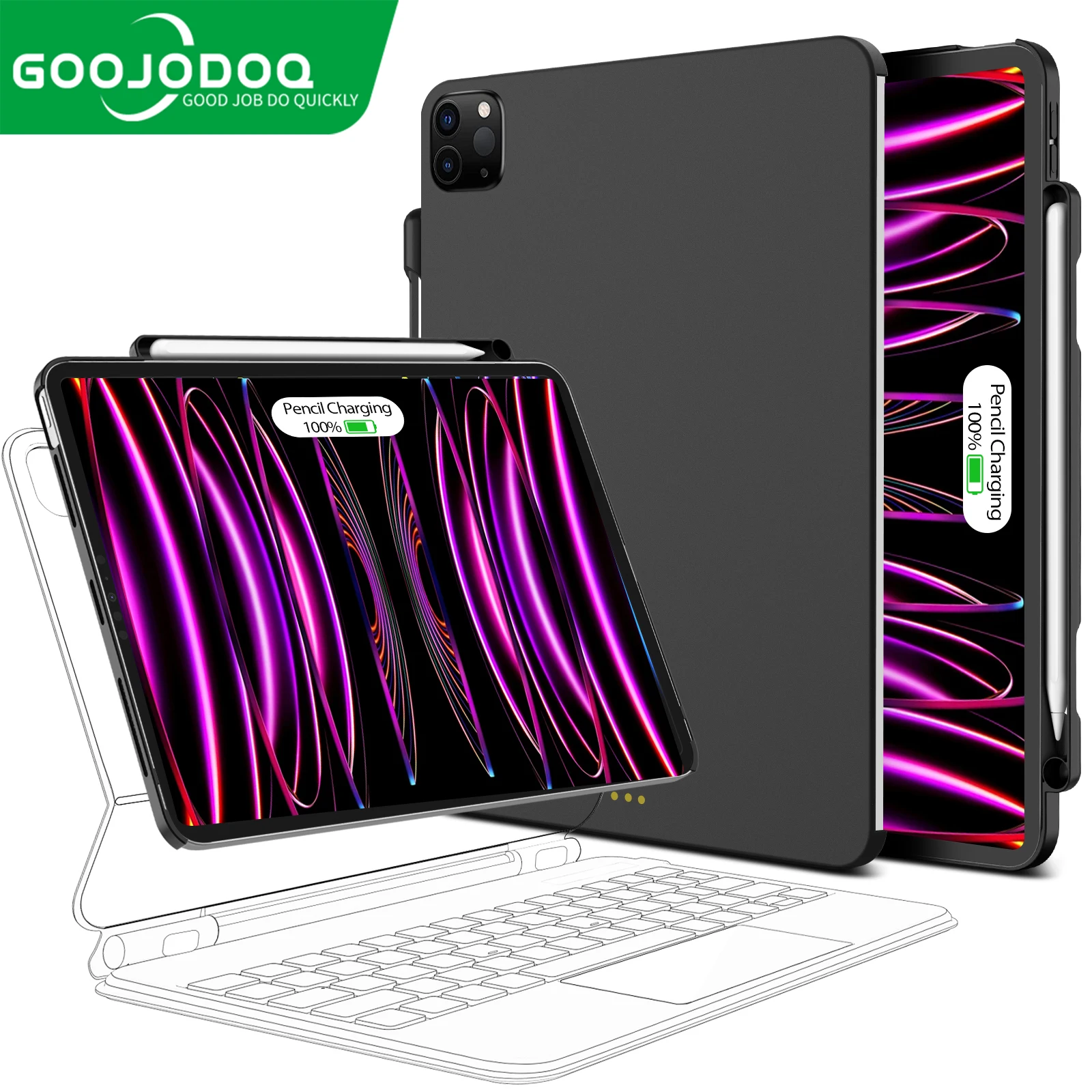 Magnetic Case for iPad Pro 11 2024 Air 4 5 iPad Pro 13 M4 12.9 6th 5th 4th 3rd Gen Magic Keyboard Compatible Case Pencil Holder