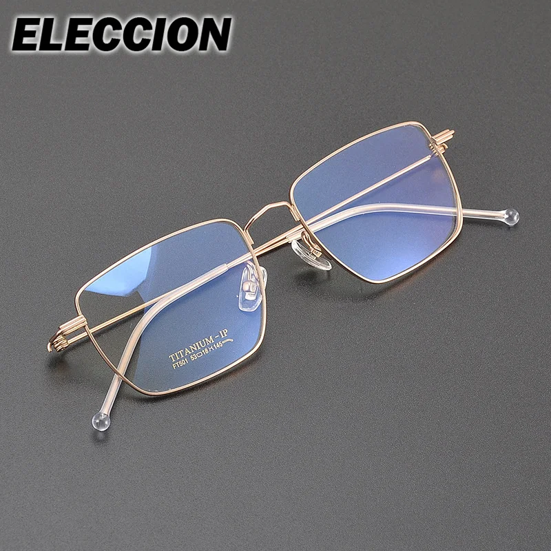 ELLCCION النظارات الطبية التيتانيوم النقي فائقة الجودة النظارات البصرية الرجال النساء نظارات دائرية قصر النظر ناقص عدسة اللونية