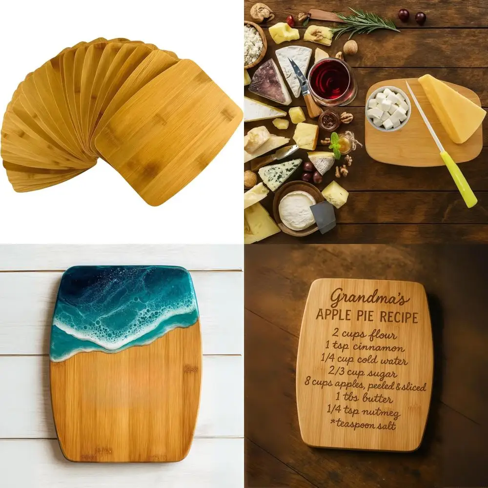 

Набор мини-бамбуковых разделочных досок из 24 тонких деревянных сервировочных подносов размером 8x6 для мясных тарелок, гравировки и персонализированных подарков