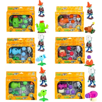 Plants vs Zombies 2 Cactus Peashooter Coconut Cannon A.K.E.E Toy Set 6 Style Game Figures Soft Silicone Zombie Birthday Gift Boy