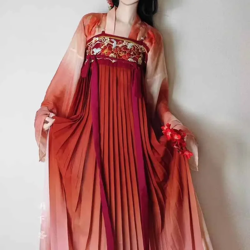 

2025 Hanfu Orange Dress Women Chinese Ancient Cosplay Costume Party Outfit Fit For 140kg Ladies Hanfu Hot Sale