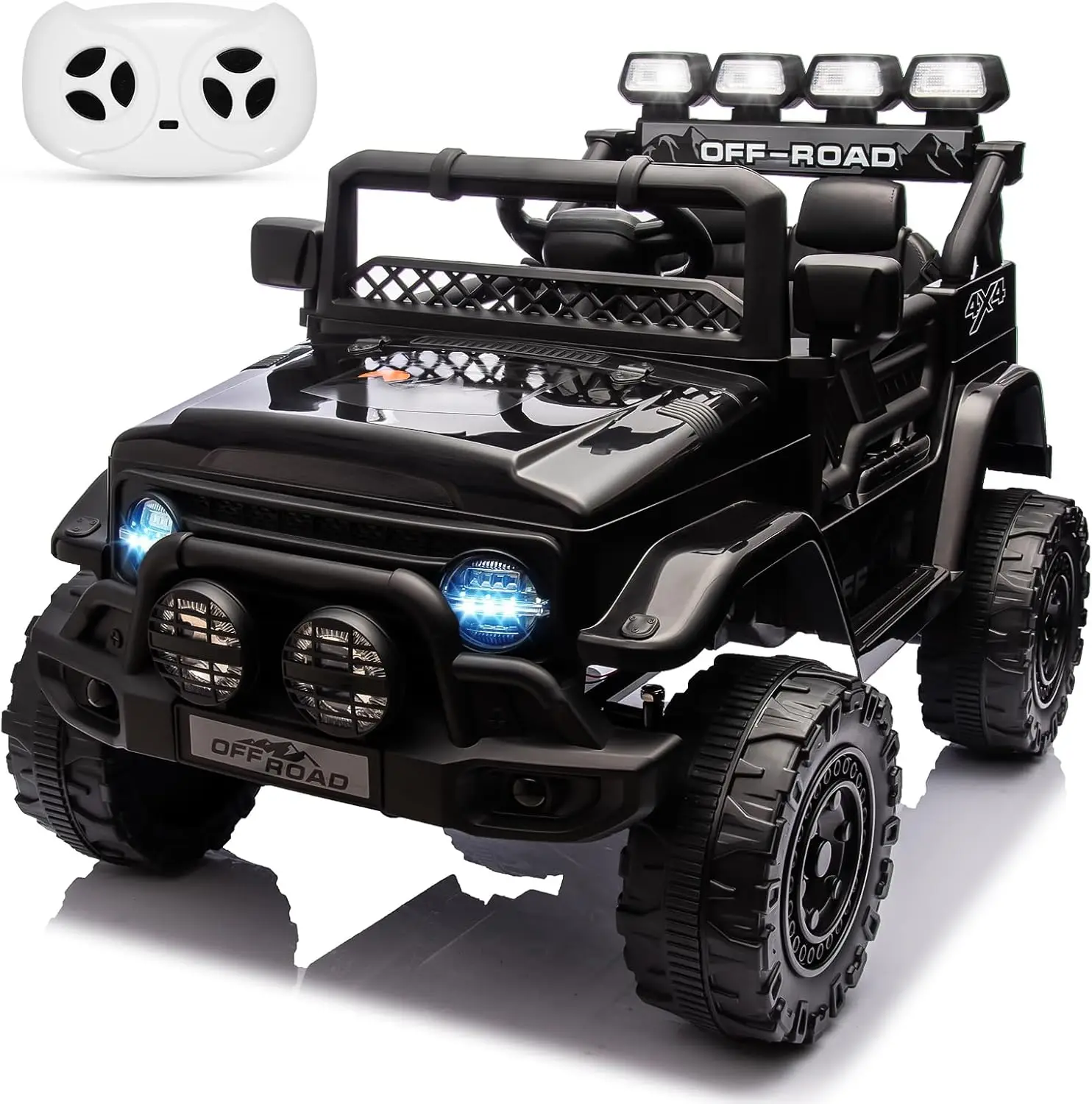 12V Ride On Truck Car,Electric Car with Remote Control,Children Ride On Toy with Spring Suspension,LED Lights,Music,Battery Disp