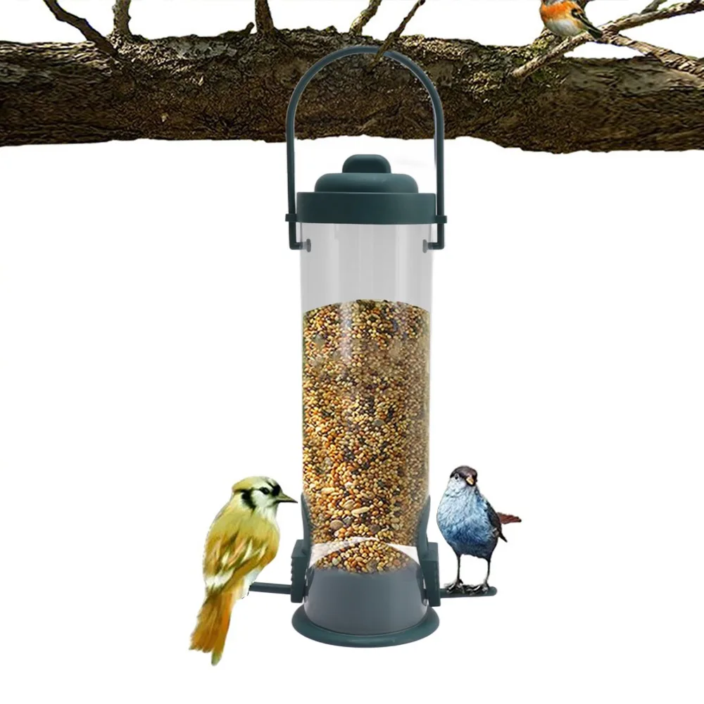 2 Sets Durable Bird Tube Feeder Transparent 2 Vents 2 Ports Hanging Finch Feeder Plastic Detachable Cover Hanging Bird Feeder