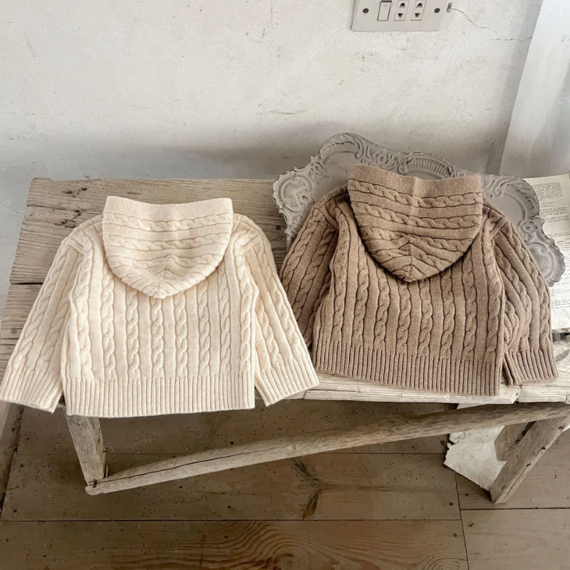 Solid Color Knitted Hoodies for Boys and Girls Casual Children's Hoodies Soft Hoodies for Middle and Small Children
