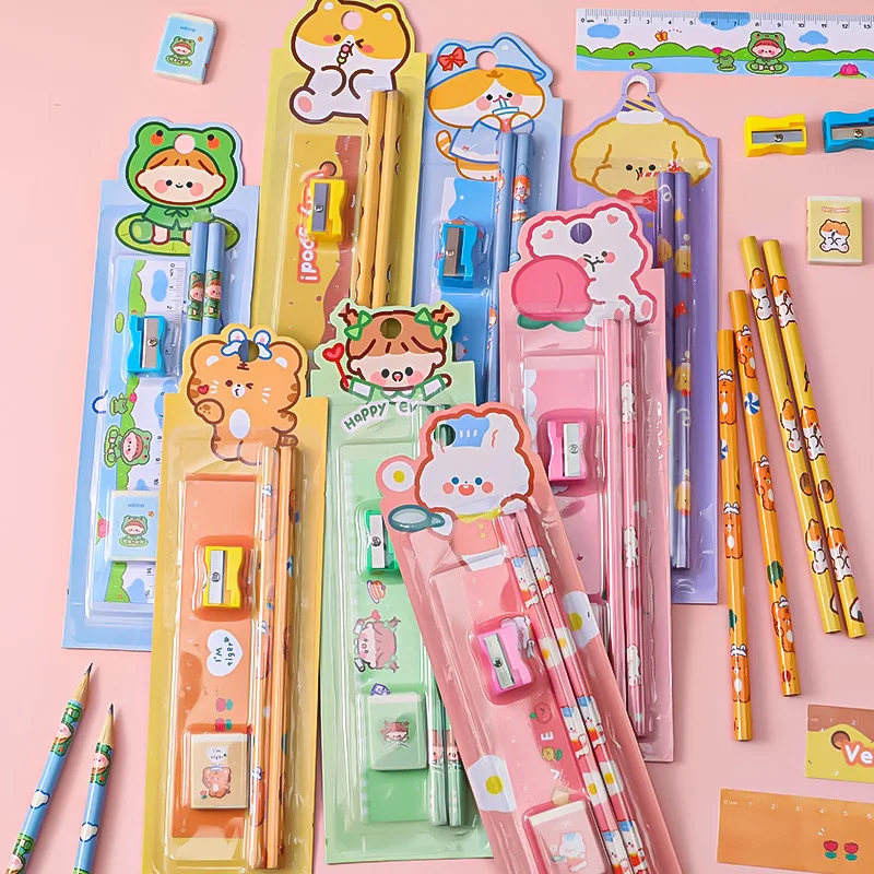 2022 New 5PCS Student Stationery Set Back To School Gift Box for Children Students Home