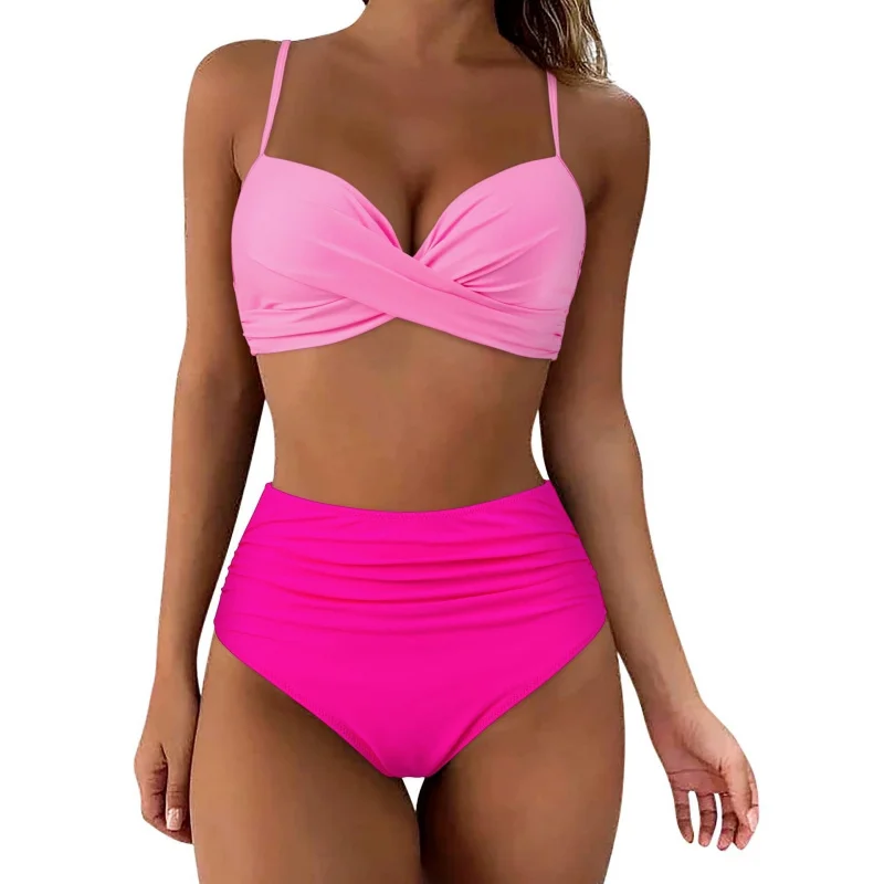 

Women Bikini Swimsuit Two Piece Underwire No Pad High Waist Tight Sexy Spaghetti Strap Bathing Suit For Beach Pool Vacation