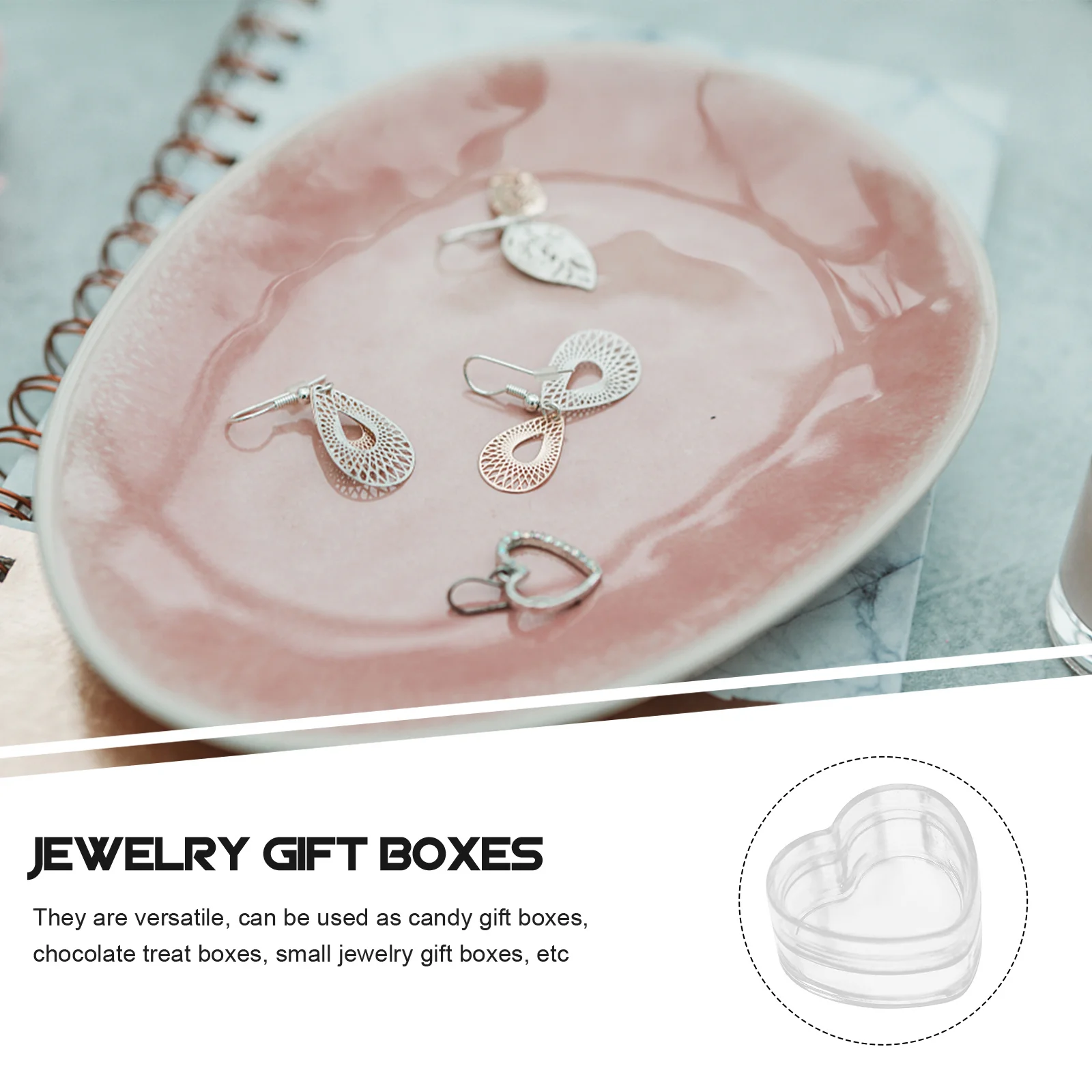 

5Pcs Heart Shape Jewelry Box Elegant Transparent Storage Case for Gifts Candies Collectibles Versatile Decorative Accessory