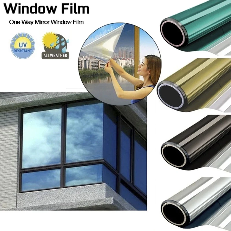 Self-Adhesive Vinyl Glass Stickers Privacy Protection One Way Mirror Insulation Anti UV Reflective Window Film Home Decor ﻿