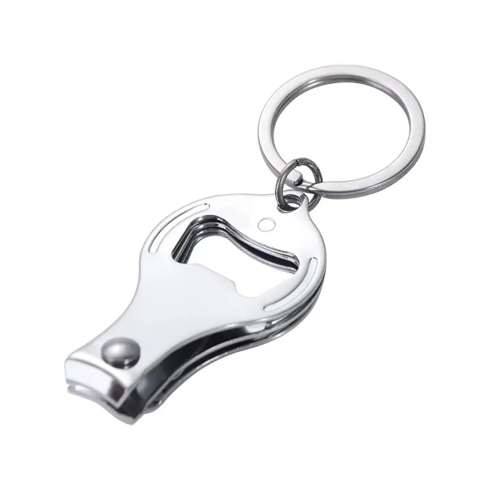 3 in 1 Nail Clippers Keychain Multifunctional Round Shape Bottle Opener Kering Metal Toenail Pedicure Nail Cutter Bottle Opener