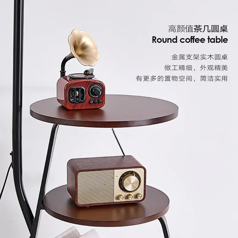 Living room floor lamp, high-end antique solid wood sofa next to study tea machine vertical desk