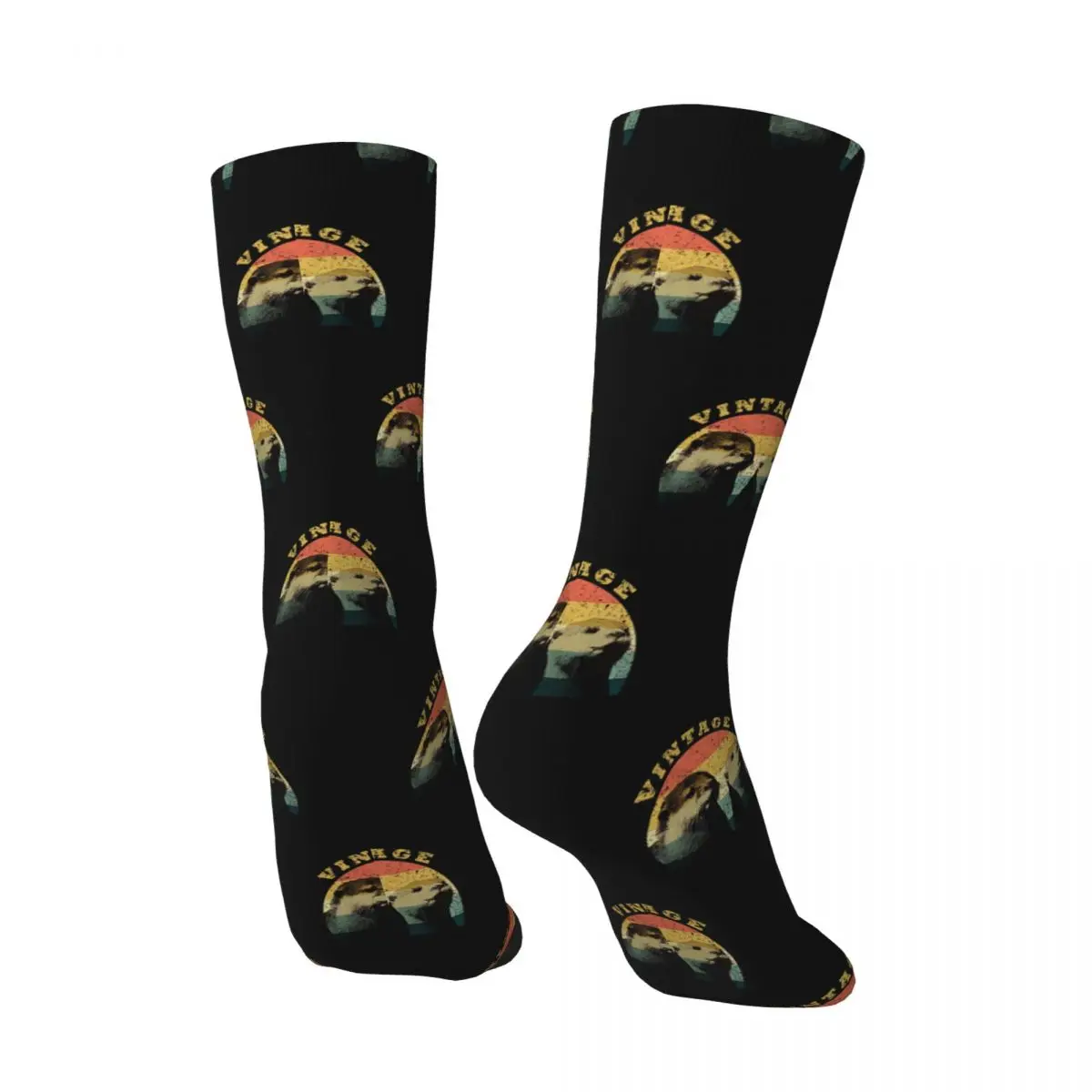 Hip Hop Vintage Vintage Sea Sunset Retro Vintage Crazy Men's compression Socks Unisex Otter Pet Lover Happy Crew Sock Boys Gift