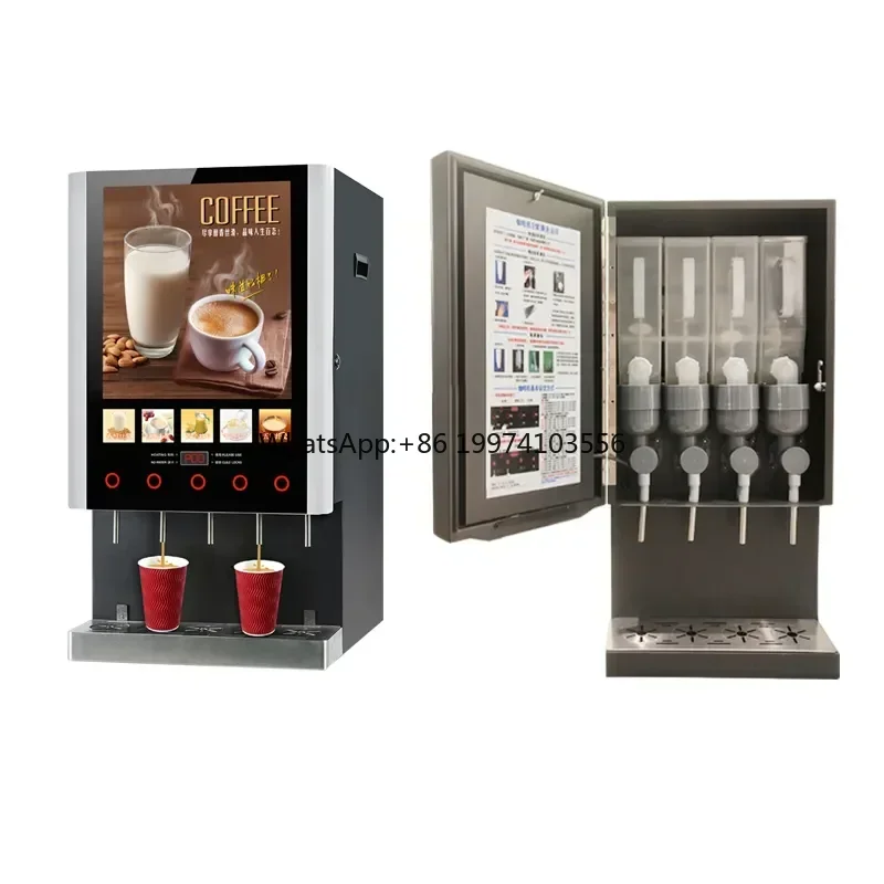 

Commercial Use Automatic Freestanding 4 Hot Flavors Instant Espresso Smart Coffee Vending Machine