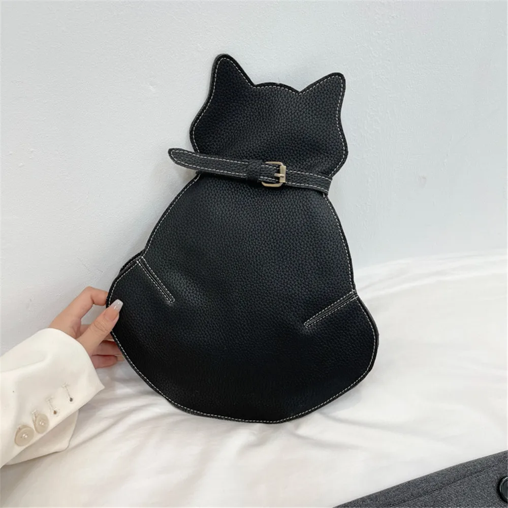 Bolso de pecho de PU con forma de gato para hombre y mujer, bolsa de hombro personalizada, Estilo Vintage, resistente, novedad