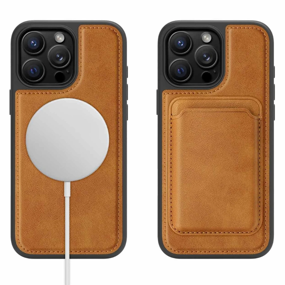 حافظة هاتف لهاتف آيفون 16 برو ماكس 17 اير 16e 15 بلس 14 13 برو ماكس 12 11 حافظة للبطاقات قابلة للفصل شحن مغناطيسي أغطية جلد Pu #1