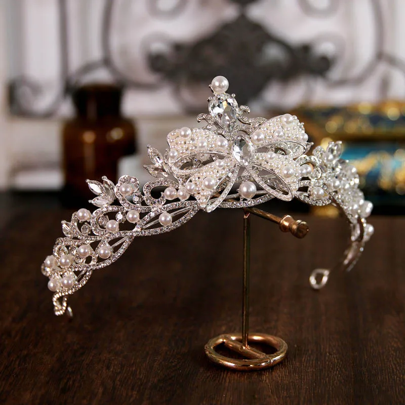 Luxury Silver Color Crystal Crowns Rhinestone Bride tiara Fashion Queen Wedding Crown Headpiece Wedding Hair Jewelry Accessories