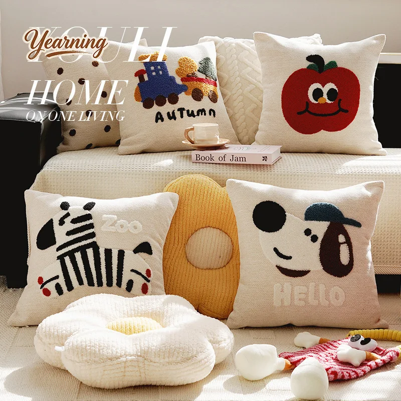 

Cute Dopamine Living Room Sofa Pillow Cushion Bedhead Girl Waist Backrest Pillow with Core