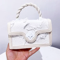 Tassel White Mini Square Messenger Bags For Women Luxury Designer Handbag Purses 2024 New Fashion Weave Wrist Shoulder Crossbody