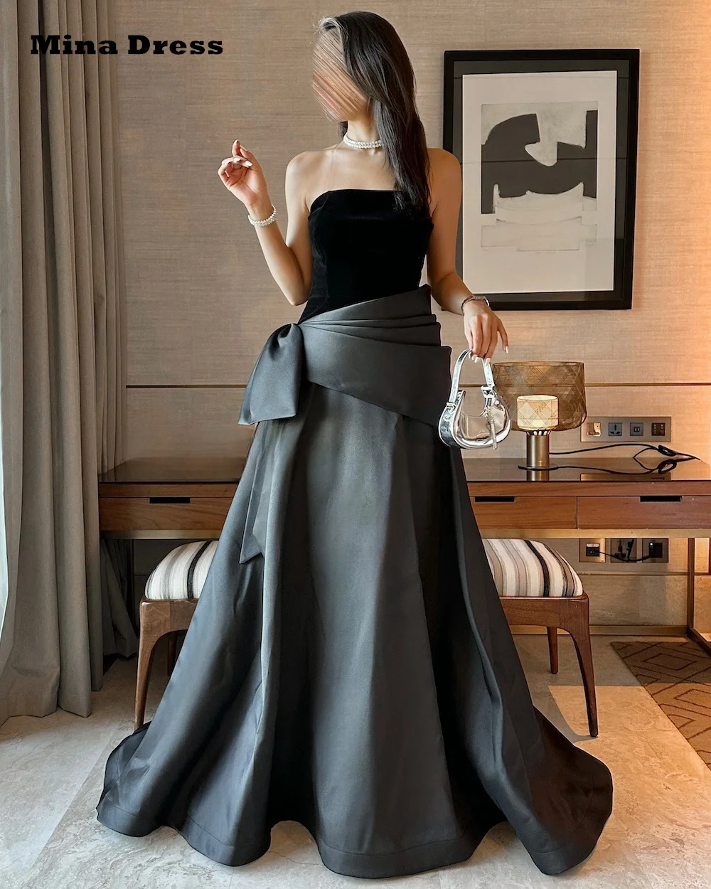 Mina Customized Backless Evening Dress Luxury Elegant Womens Party Dresses for Special Occasions Butterfly Sleeveless Two Colors