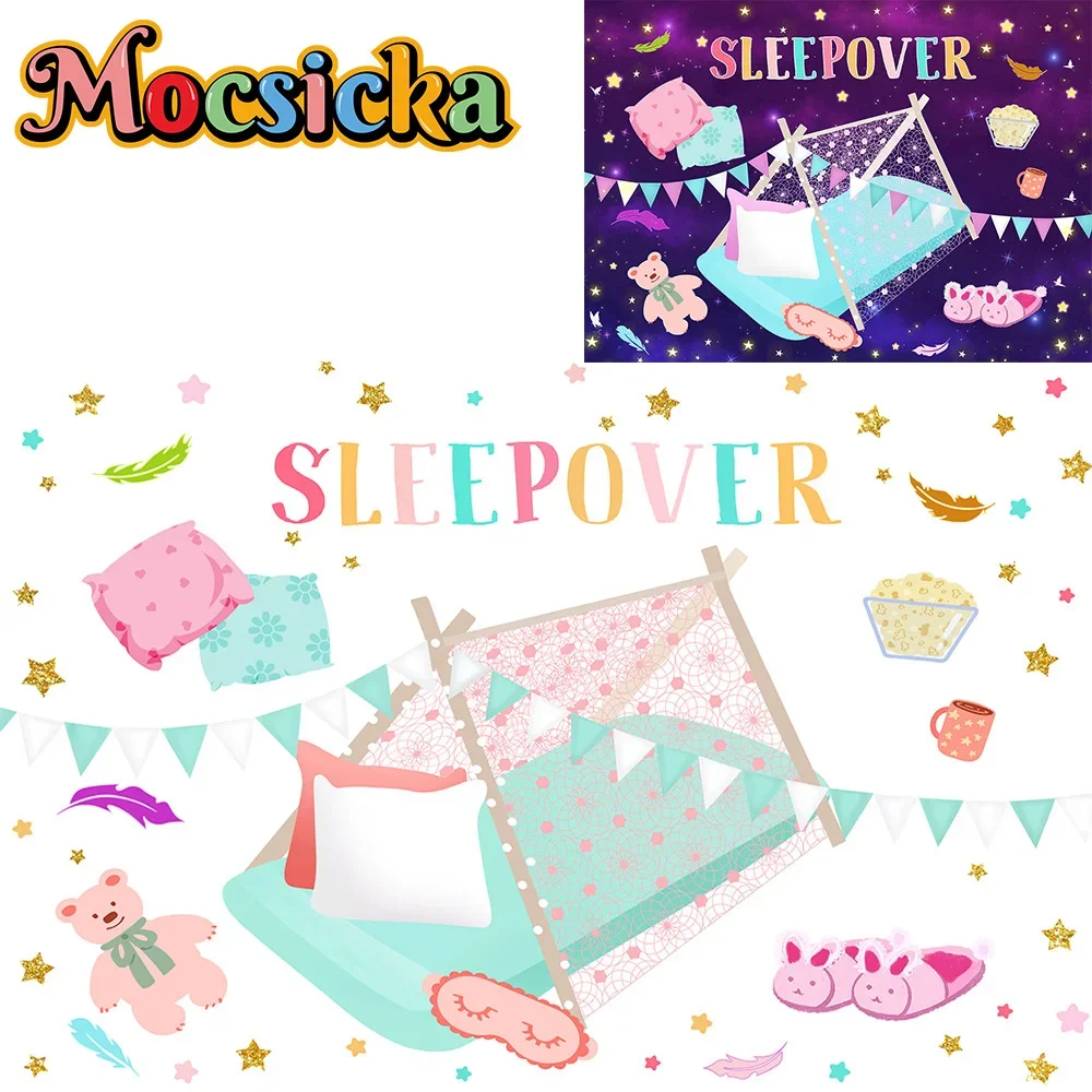 

Sweet Girl Pajamas Sleep Party Photography Background Poster Pillow Toy Tent Decoration Backdrop Prop Adult Bachelor Photobooth