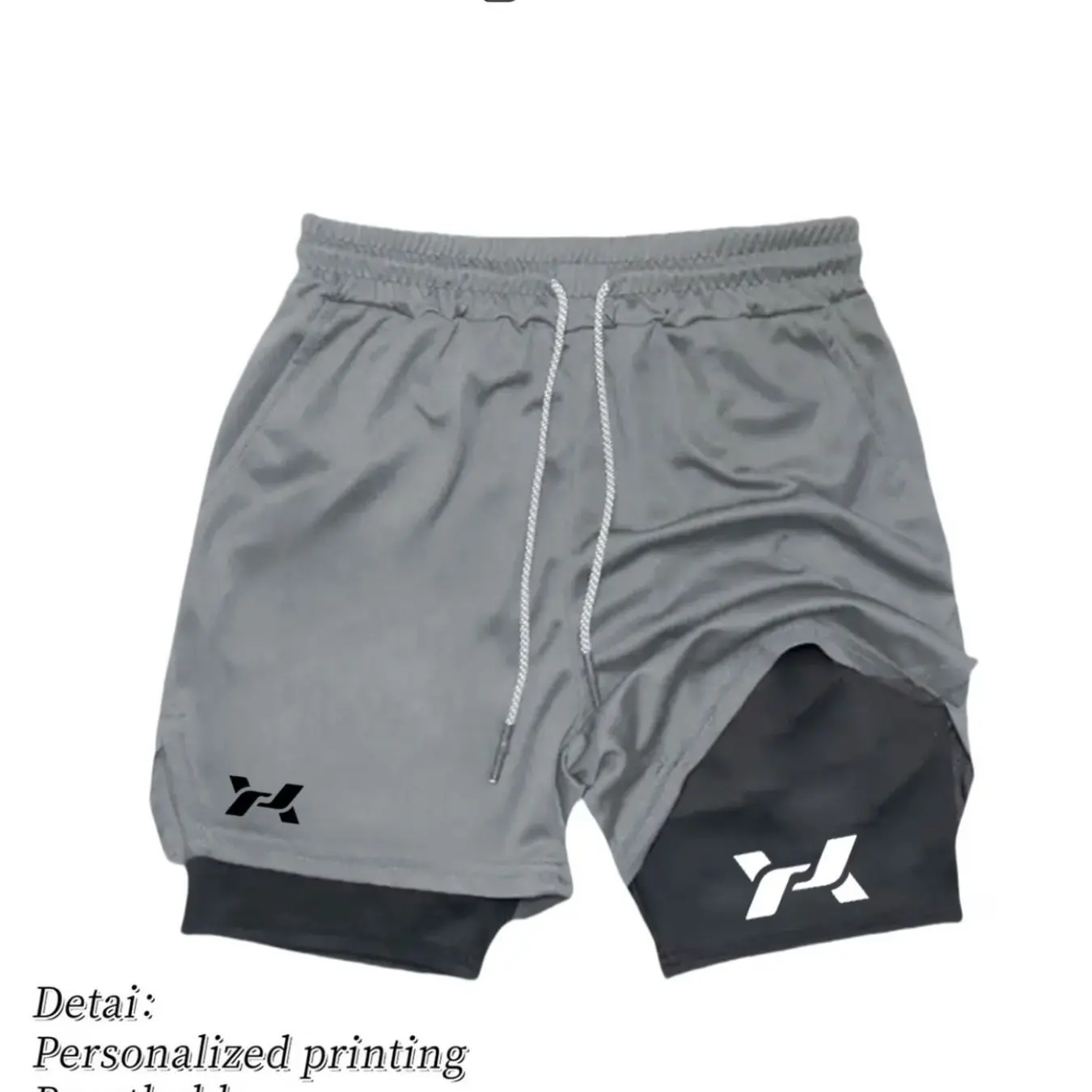 

2026Men's Two-in-one Sports Shorts Breathable Casual Quick-drying Double-layer Shorts Summer Running Sportswear Bottoms M-3XL