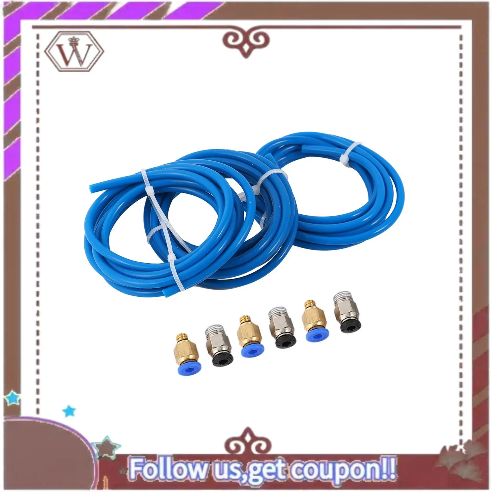 أحدث أنبوب PTFE 6X أنابيب Ptfe الزرقاء (1.5 متر) مع 6 قطع تركيبات Pc4-M6 و6 قطع تركيبات دفع أنبوب Pc4-M10