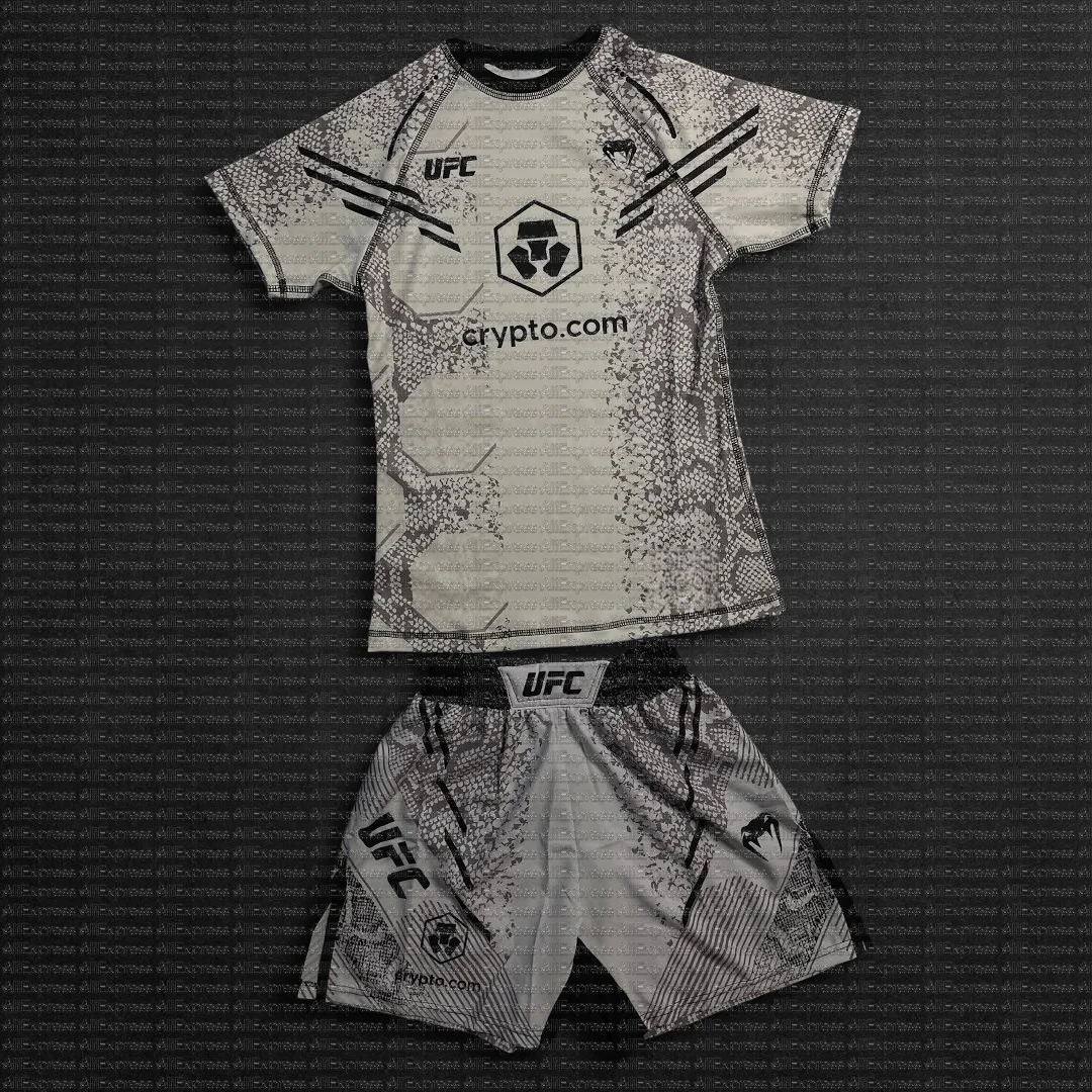 

UFC Men's Fighting Wind Speed Dry Short Sleeve Shorts Training Set Red and Black Camo Fighting Style Trendy Set