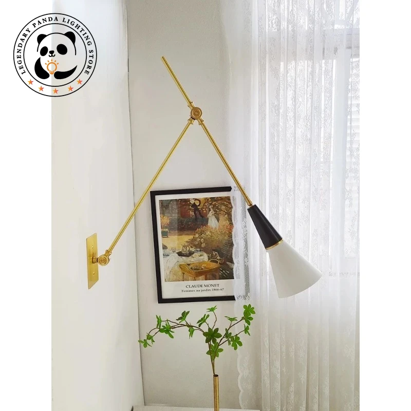 

American Brass Wall Lamp Metallic Luster E14 Light Kitchen Living Room Sofas Retro Style Adjustable Swing Arm LED Light Fixtures