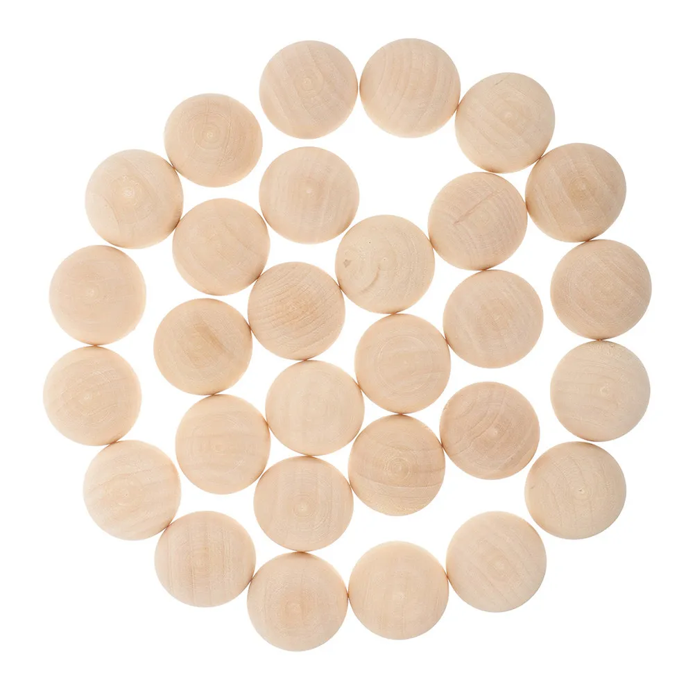 

100Pcs Wooden Half Beads Smooth Polished Hemispherical Craft Balls No Hole for DIY Jewelry Making Crafts Home Decor Gifts