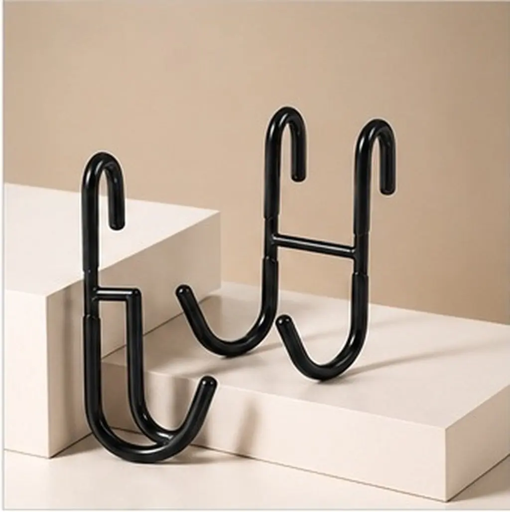 3Pcs Punch-Free Shower Door Hooks Heavy Duty Iron Towel Hangers for Bathroom Kitchen Bedroom Living Room Hotel Glass Door