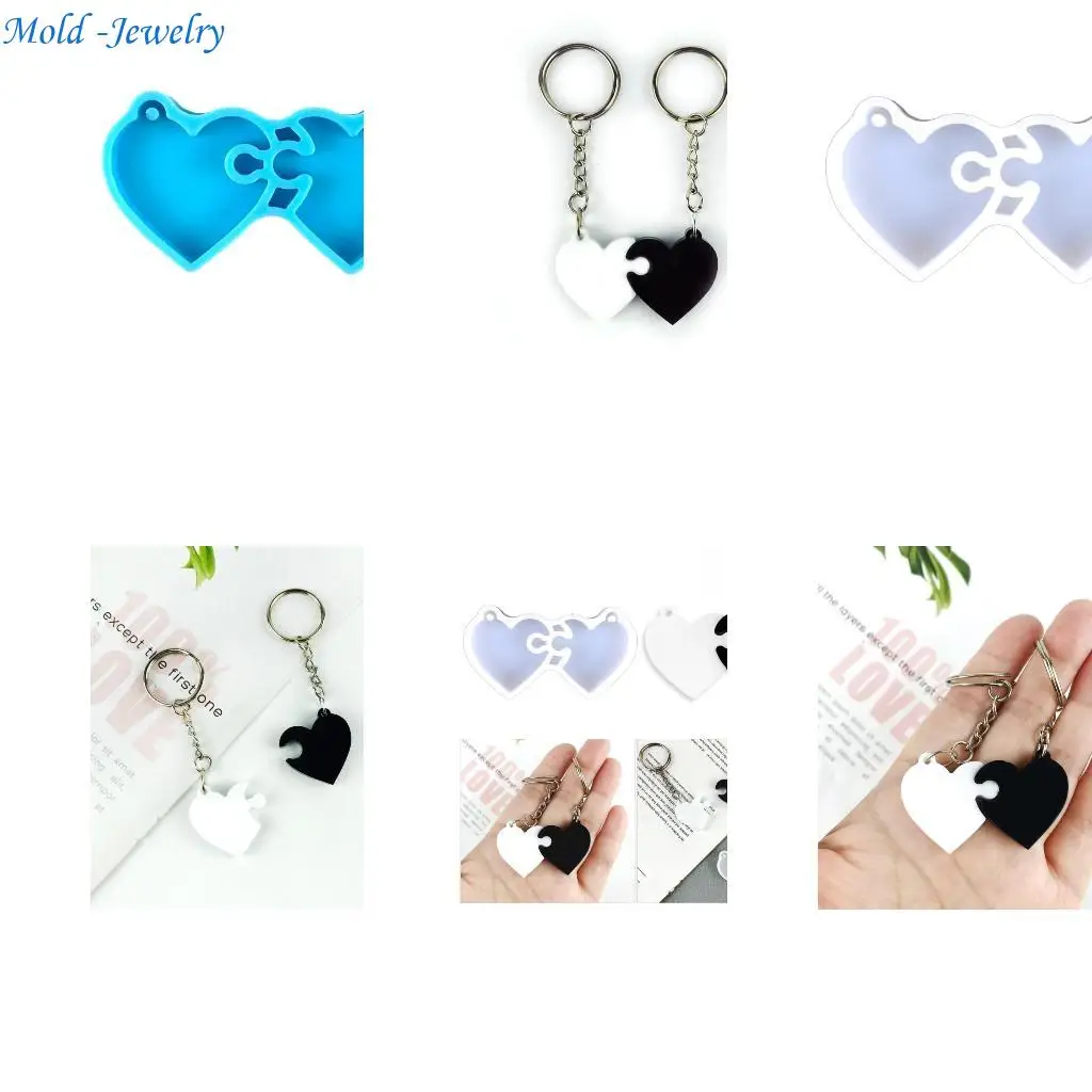 

69HB Heart Silicone Resin Mold,Valentines Epoxy Casting Mold for DIY Crafts Pendant Jewelry Making Keychain Silicone Mold