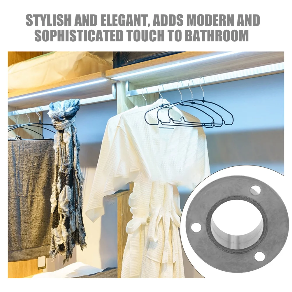 

Stainless Steel Closet Rod Bracket Heavy Duty Wardrobe Support Bathroom Towel Holder End Flange Socket Hardware Fitting