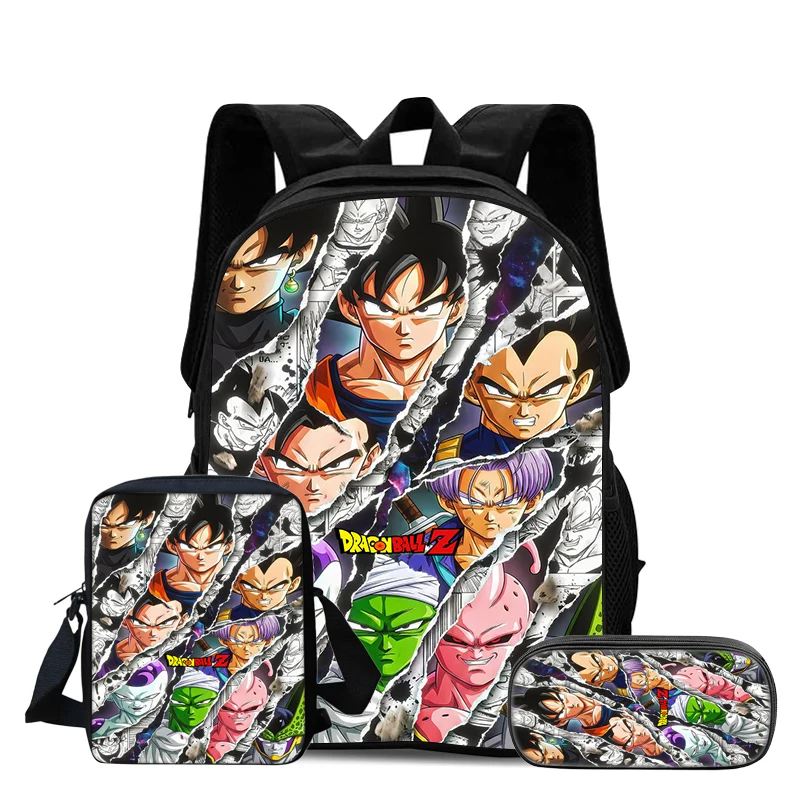 

Dragon Ball Kids 3Pcs Set Backpack Student School Shoulder Bag Pencil Bags Bookbag Super Saiyan Goku Rucksack Best Gift