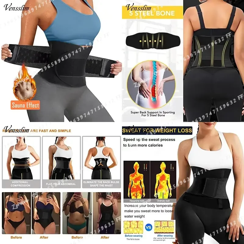Women Sauna Sweat Waist Trainer Belt Abdomen Trimmer Slimming Body Shaper Corset Workout Belly Fat Burner Girdle