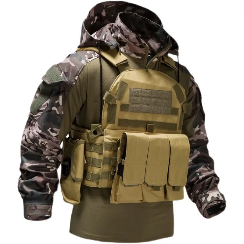 Men's Camouflage Hoodie Tactical Fashion Hooded Camouflage Lapel Shirt Outdoor Hiking Long-sleeved T-shirt