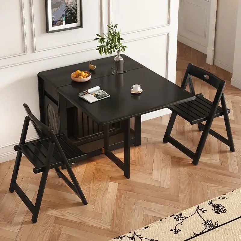 

Французский складной обеденный стол из цельного дерева, американский черный, ретро, съемный, прямоугольный, бытовой, выдвижной, для маленькой квартиры